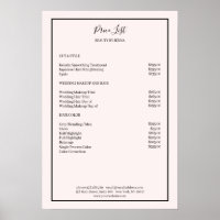 Simpel Lightpink Black Price List Poster