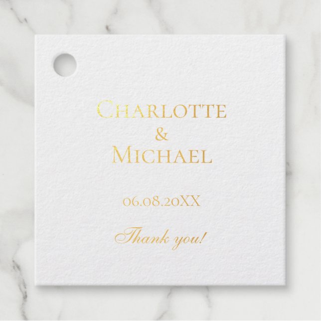 Simpel, minimal foil favor tags (Front)