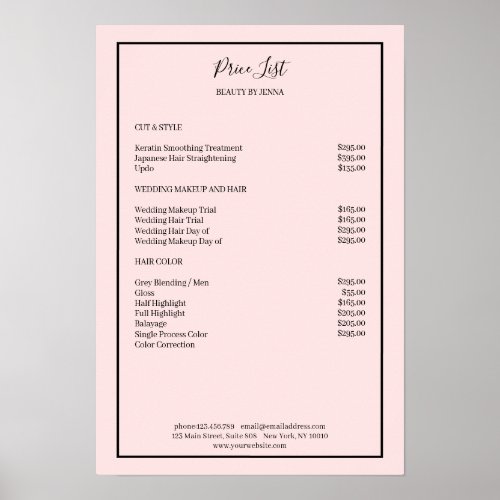 Simpel Pink Black Price List   Poster