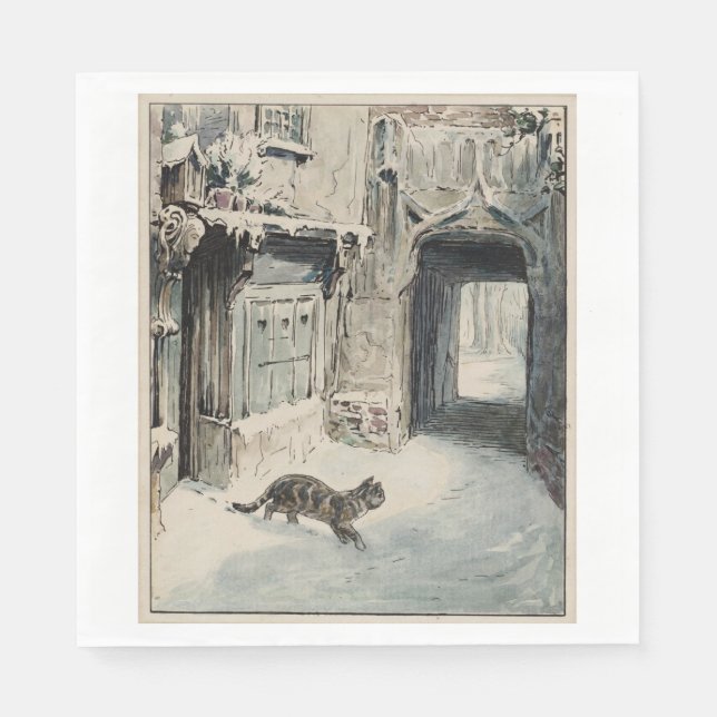 Simpkin the Cat Goes Out (by Beatrix Potter) Napkins (Front)