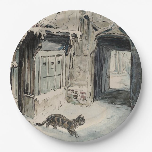 Simpkin the Cat Goes Out (by Beatrix Potter) Paper Plates (Front)