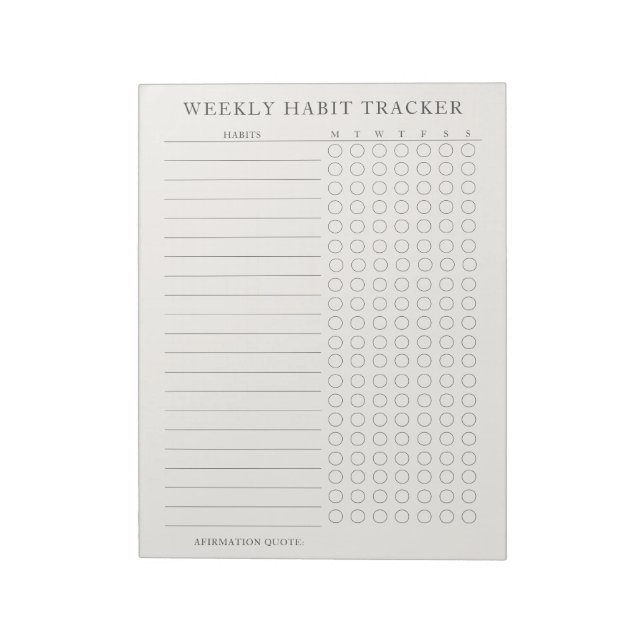Simpl Modern Weekly Habit Tracker Tearaway Notepad (Rotated)