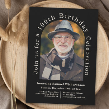 Simple 100th Birthday Party With 2 Photos Invitation by Oasis_Landing at Zazzle