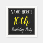 [ Thumbnail: Simple, 10th Birthday Party W/ Custom Name Paper Napkin ]