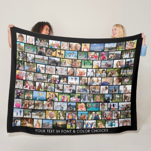 Simple 110 Photo Collage Multiple Shapes Fleece Blanket