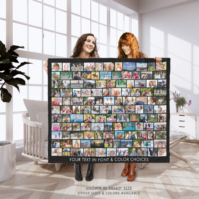 Simple 121 Photo Collage Multiple Shapes Fleece Blanket (Creator Uploaded)