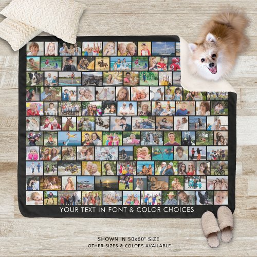 Simple 121 Photo Collage Multiple Shapes Sherpa Blanket