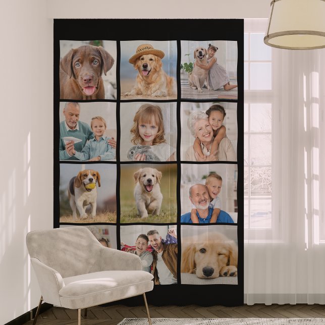 Simple 12 Photo Collage Family Friends Pets Blackout Curtains (Creator Uploaded)