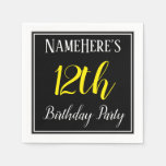 [ Thumbnail: Simple, 12th Birthday Party W/ Custom Name Napkin ]