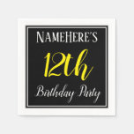 [ Thumbnail: Simple, 12th Birthday Party W/ Custom Name Napkins ]