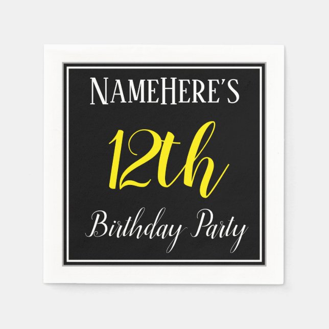 Simple, 12th Birthday Party w/ Custom Name Napkins (Front)