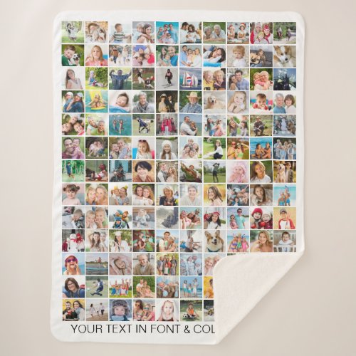 Simple 130 Photo Collage Personalized Custom Sherpa Blanket