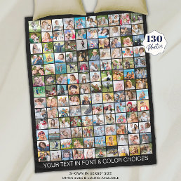 Simple 130 Square Photo Collage Personalized Fleece Blanket
