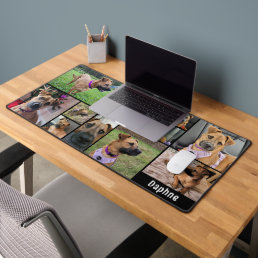 Simple 13 Photo Collage Custom Color Personalized Desk Mat