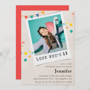 Simple 13th birthday invitations Girl Photo