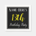 [ Thumbnail: Simple, 13th Birthday Party W/ Custom Name Napkins ]