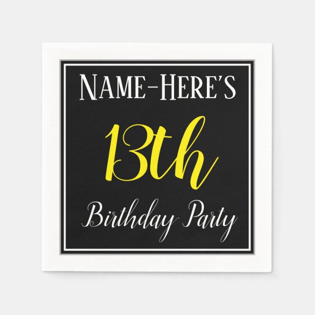 Simple, 13th Birthday Party w/ Custom Name Paper Napkins (Front)