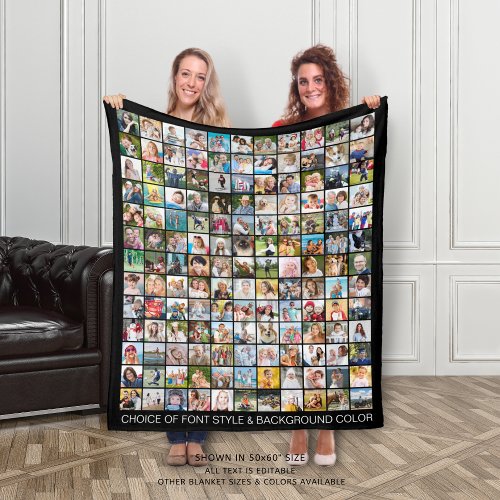 Simple 143 Square Photo Collage Personalized Fleece Blanket