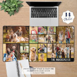 Simple 14 Photo Collage Custom Color Personalized Desk Mat<br><div class="desc">Create your own custom color photo desk mat utilizing this easy-to-upload photo collage template featuring 14 pictures of various shapes and sizes and personalized with a name, monogram or text in your choice of font styles and color and choose your background color (shown in black). Surround yourself with photo memories...</div>