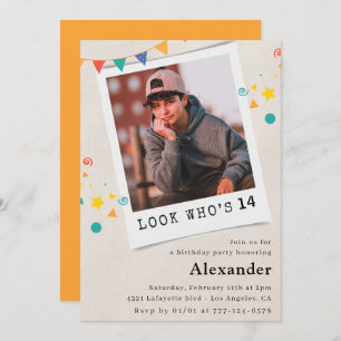 Simple 14th birthday invitations Boy Photo