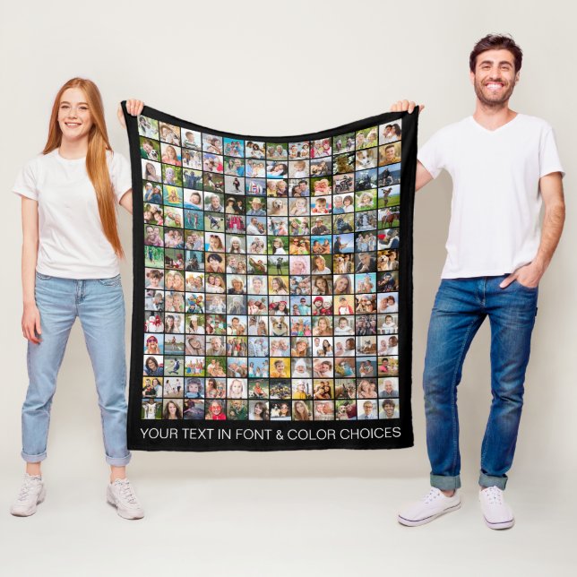 Simple 168 Square Photo Collage Personalized Fleece Blanket (In Situ)