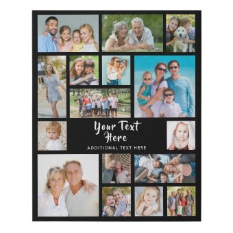 Simple 16 Photo Collage Custom Color Personalized Faux Canvas Print ...