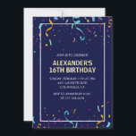 Simple 16th birthday invitations Men Confetti<br><div class="desc">Simple 16th birthday invitations Men Confetti modern</div>