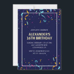 Simple 16th birthday invitations Men Confetti<br><div class="desc">Simple 16th birthday invitations Men Confetti modern</div>