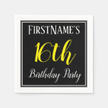 [ Thumbnail: Simple, 16th Birthday Party W/ Custom Name Napkins ]