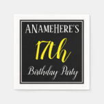 [ Thumbnail: Simple, 17th Birthday Party W/ Custom Name Napkins ]