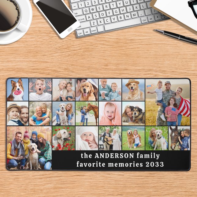 Simple 18 Photo Collage Custom Family Personalized Desk Mat (Creator Uploaded)