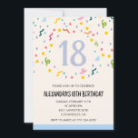Simple 18th birthday invitations Confetti Modern<br><div class="desc">Simple 18th birthday invitations Confetti Modern  calligraphy typography milestone classic elegant colorful feminine</div>