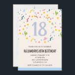 Simple 18th birthday invitations Confetti Modern<br><div class="desc">Simple 18th birthday invitations Confetti Modern  calligraphy typography milestone classic elegant colorful feminine</div>