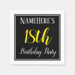 [ Thumbnail: Simple, 18th Birthday Party W/ Custom Name Napkins ]
