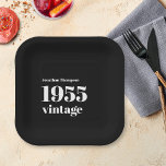 Simple 1955 Vintage Name Black 70th Birthday Party Paper Plates<br><div class="desc">Simple 1955 Vintage Name Black 70th Birthday Party. Simple and classy. Easily personalise the text to your own requirements.</div>