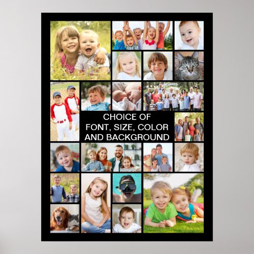 Simple 19 Photo Collage Custom Personalized Poster