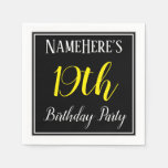 [ Thumbnail: Simple, 19th Birthday Party W/ Custom Name Napkins ]