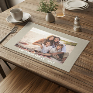 Simple 1 Photo Full Coverage - Chunky Text Overlay Cloth Placemat
