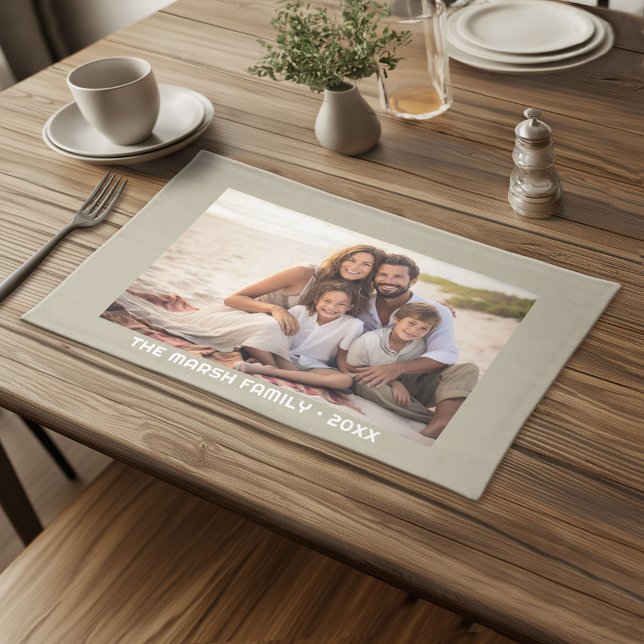 Simple 1 Photo Full Coverage - Chunky Text Overlay Cloth Placemat (Custom Cloth Placemat)