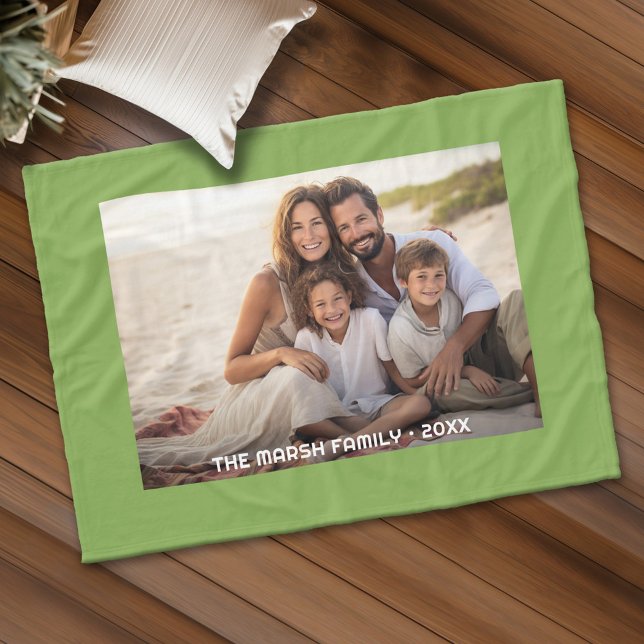 Simple 1 Photo Full Coverage - Chunky Text Overlay Fleece Blanket (Personalized fleece blanket with a photo and custom text)