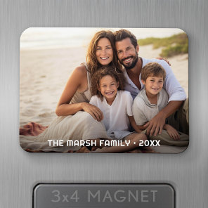Simple 1 Photo Full Coverage - Chunky Text Overlay Magnet
