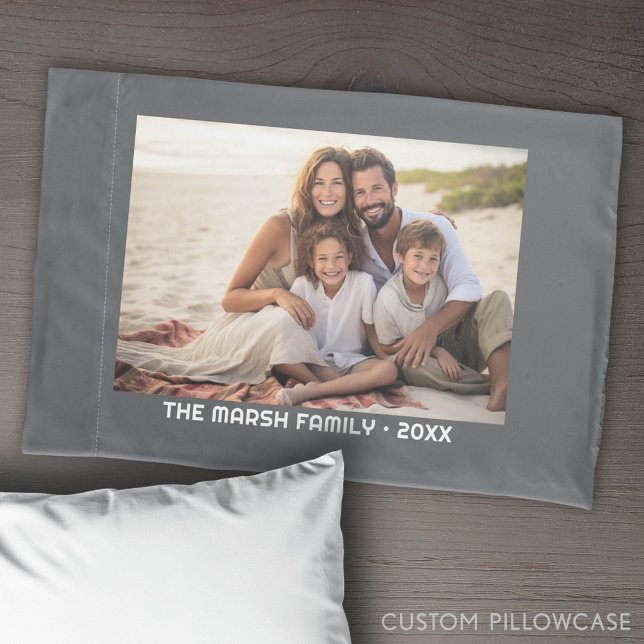 Simple 1 Photo Full Coverage - Chunky Text Overlay Pillow Case (Custom Pillowcase with Photo Collage)
