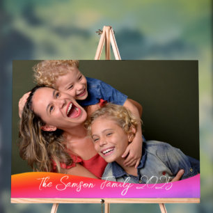 Simple 1 Photo Full Coverage - Script Text Overlay Acrylic Sign