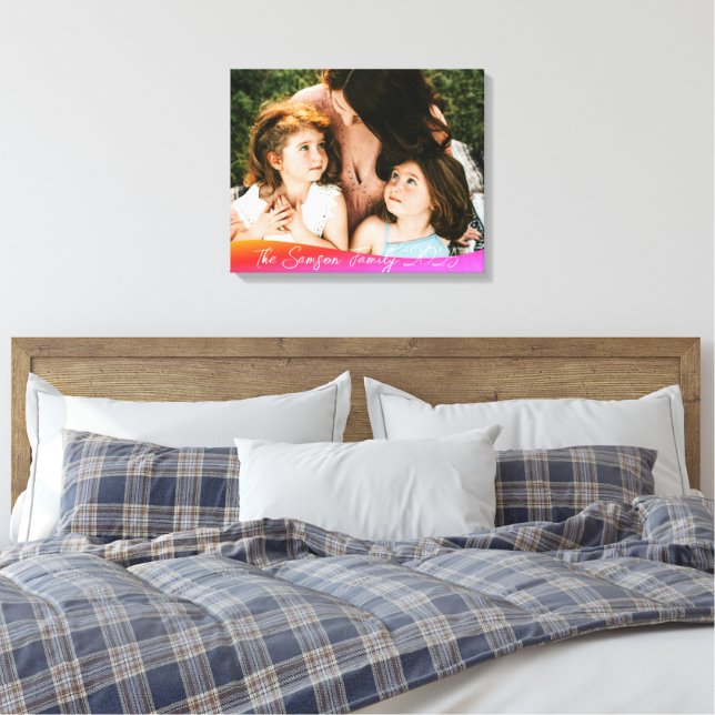Simple 1 Photo Full Coverage - Script Text Overlay Canvas Print (Insitu(Bedroom))