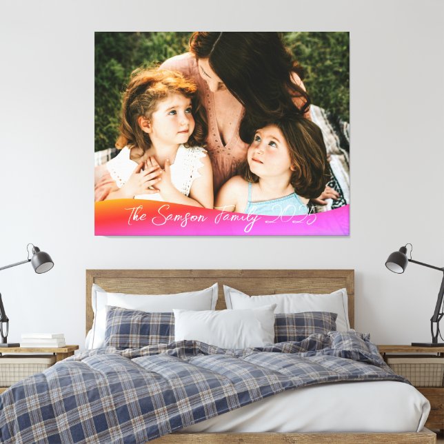 Simple 1 Photo Full Coverage - Script Text Overlay Canvas Print (Insitu(Bedroom))