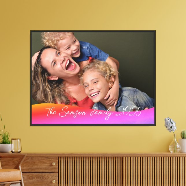 Simple 1 Photo Full Coverage - Script Text Overlay Canvas Print (Insitu(LivingRoom))
