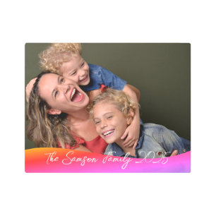 Simple 1 Photo Full Coverage - Script Text Overlay Metal Print