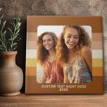 Simple 1 Photo Template - Warm Color Border - Text Ceramic Tile<br><div class="desc">Use a square photo and make a unique and trendy gift. This modern minimal design includes a border in a color of your choice (change it in the advanced design area) and a simple line of text to add any names and other event information. If you need to move anything...</div>