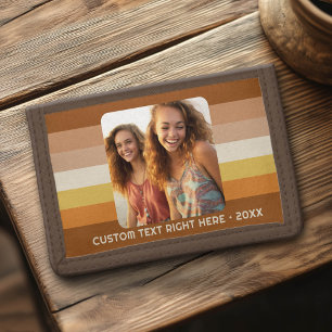 Simple 1 Photo Template - Warm Color Border - Text Tri-fold Wallet