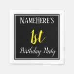[ Thumbnail: Simple, 1st Birthday Party W/ Custom Name Napkin ]